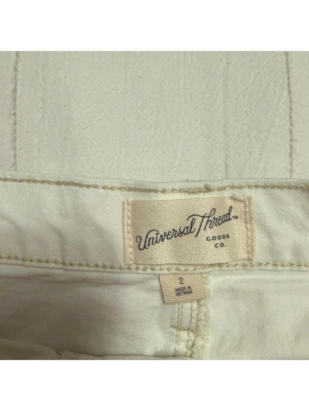 Universal Thread White Denim Midi Pencil Skirt Back Slit Raw Hem Size 2 - Picture 3 of 6